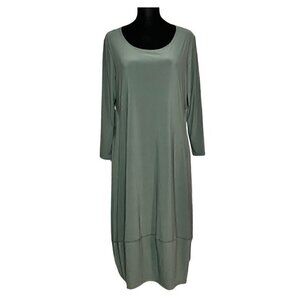 MarlaWynne Olive Green Lightweight Stretchy Jersey Dress with Pockets (US PL)